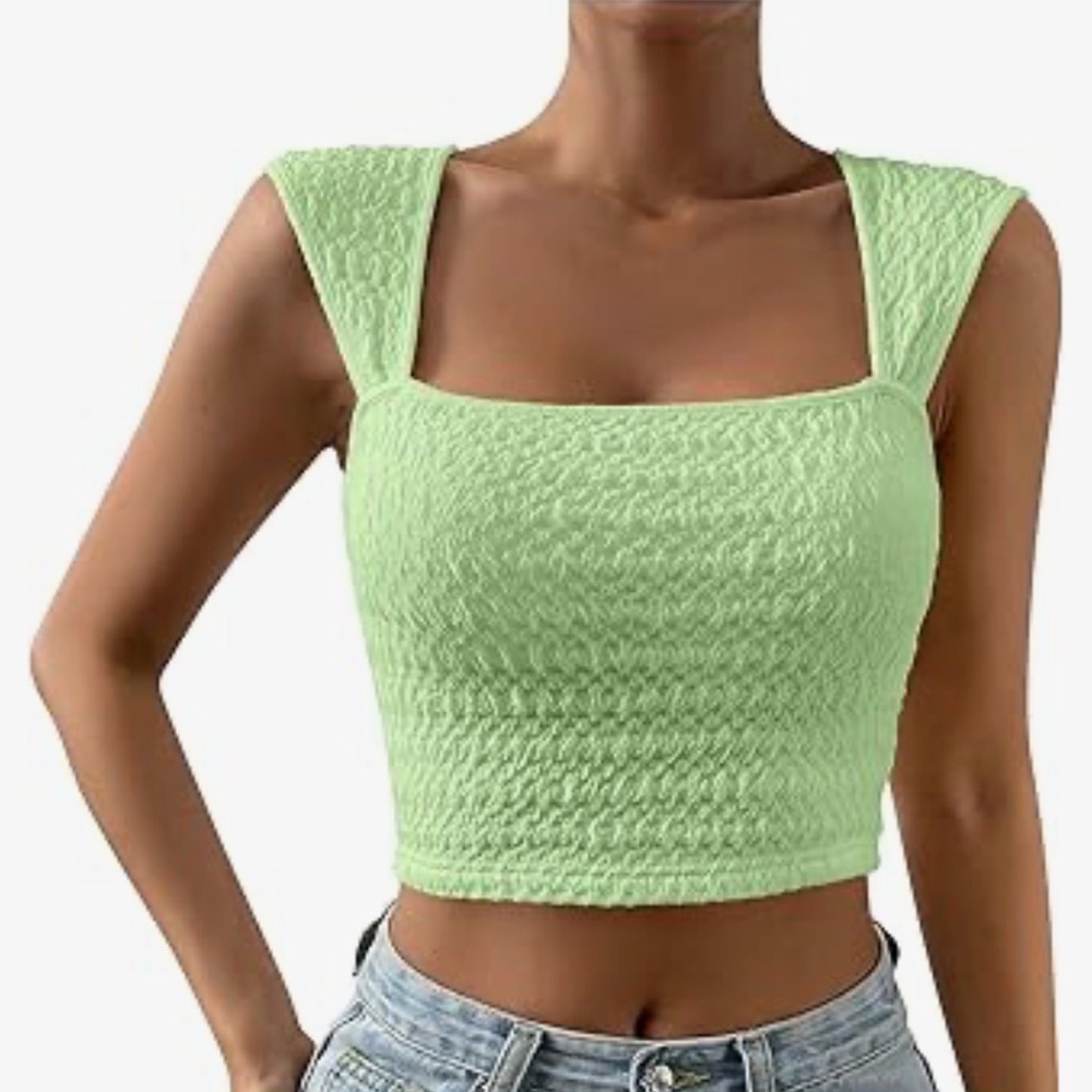 Light Green Textured Crop Top